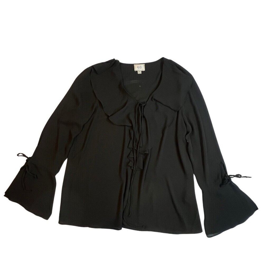 Eci New York Blouse Womens XL Bell Sleeve Fairygoth Sheer Babydoll Y2K Shirt